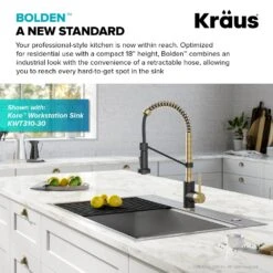 Single-Handle Pull-Down Kitchen Faucet With Dual Function Sprayhead In Spot Free Antique Champagne Bronze/Matte Black 14 Single-Handle Pull-Down Kitchen Faucet With Dual Function Sprayhead In Spot Free Antique Champagne Bronze/Matte Black -Valpar Bathroom Shop d6e952e0104f90e1ab777e04e970b26e 1800x1800
