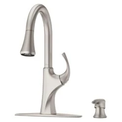 Miri Single-Handle Pull-Down Sprayer Kitchen Faucet With Soap Dispenser In Spot Defense Stainless Steel -Valpar Bathroom Shop d7f68742699c1a6e9443bf54880c2f50 1800x1800
