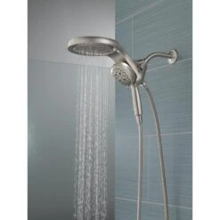 HydroRain Two-in-One 5-Spray 6 In. Dual Wall Mount Fixed And Handheld H2Okinetic Shower Head In Stainless -Valpar Bathroom Shop d8daade83f4cb5d44d158ffaad56ec8c 1800x1800