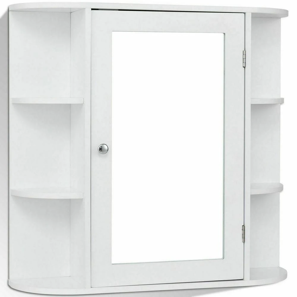 6.5 In. X 25 In. X 26 In. White Multipurpose Wall Surface Mount Bathroom Storage Medicine Cabinet With Mirror 7 6.5 In. X 25 In. X 26 In. White Multipurpose Wall Surface Mount Bathroom Storage Medicine Cabinet With Mirror - Image 5