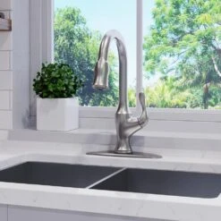 Deming Single-Handle Pull-Down Sprayer Kitchen Faucet In Spot Defense Stainless Steel 12 Deming Single-Handle Pull-Down Sprayer Kitchen Faucet In Spot Defense Stainless Steel -Valpar Bathroom Shop daaa83c7e0579a81b7edd79b404210df 1800x1800