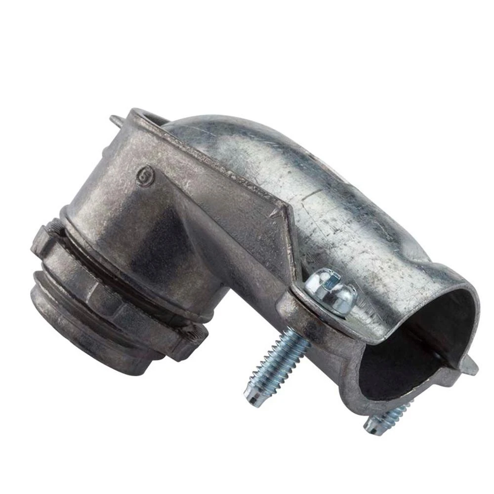 3/4 In. 90-Degree Flexible Metal Conduit (FMC) Connector 3 3/4 In. 90-Degree Flexible Metal Conduit (FMC) Connector