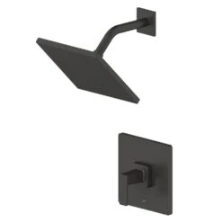 Hotel De Ville Single-Handle Square 1 Spray Setting Shower Faucet In Matte Black With Pressure Balance Valve