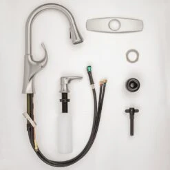 Miri Single-Handle Pull-Down Sprayer Kitchen Faucet With Soap Dispenser In Spot Defense Stainless Steel -Valpar Bathroom Shop df8ea00ee601444725c7c09bb4c548ba 1800x1800