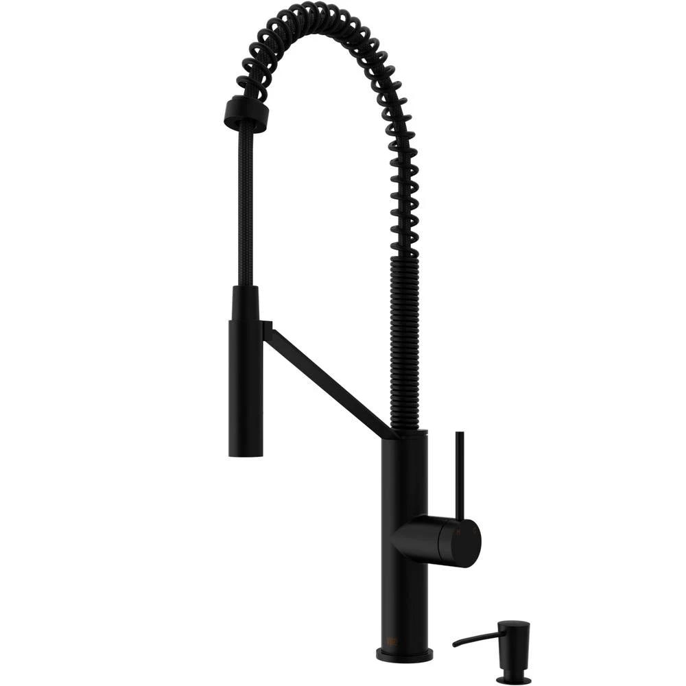 Livingston Single-Handle Pull-Down Sprayer Kitchen Faucet With Soap Dispenser In Matte Black 3 Livingston Single-Handle Pull-Down Sprayer Kitchen Faucet With Soap Dispenser In Matte Black
