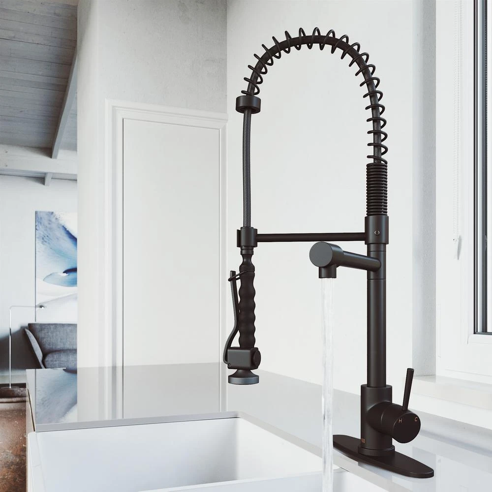 Zurich Single-Handle Pull-Down Sprayer Kitchen Faucet With Deck Plate In Matte Black 7 Zurich Single-Handle Pull-Down Sprayer Kitchen Faucet With Deck Plate In Matte Black - Image 5