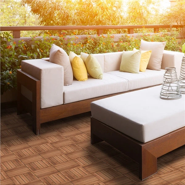 Topeakmart 12''x12''Interlocking Wood Flooring Tiles Indoor & Outdoor For Patio Garden Deck Poolside Pack Of 27 Natural Wood 11 Topeakmart 12''x12''Interlocking Wood Flooring Tiles Indoor & Outdoor For Patio Garden Deck Poolside Pack Of 27 Natural Wood - Image 9