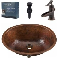 SINKOLOGY Freud Undermount 19 In. All-In-One Bathroom Sink With Pfister Centerset Bronze Faucet And Drain