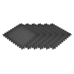 Norsk Black 24 In. X 24 In. EVA Foam Solid Color Diamond Plate Interlocking Tile (36-Tile)