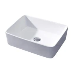 LUXIER Rectangular Bathroom Ceramic Vessel Sink Art Basin In White