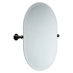 Delta Porter 26 In. X 23 In. Frameless Oval Bathroom Mirror With Beveled Edges In Oil Rubbed Bronze
