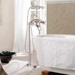 40 In. H X 8 In. W Single-Handle Claw Foot Tub Faucet With Hand Shower In Brushed Nickel -Valpar Bathroom Shop f873a76d2ae509bf9dad9bb2713f5614 1800x1800