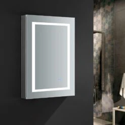 Spazio 24 In. W X 36 In. H Recessed Or Surface Mount Medicine Cabinet With LED Lighting, Mirror Defogger And Left Hinge -Valpar Bathroom Shop fd426cceeb1a204d3516c4a4e40cc81b 1800x1800
