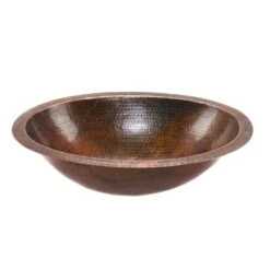 Premier Copper Products Under-Counter Oval Hammered Copper Bathroom Sink In Oil Rubbed Bronze