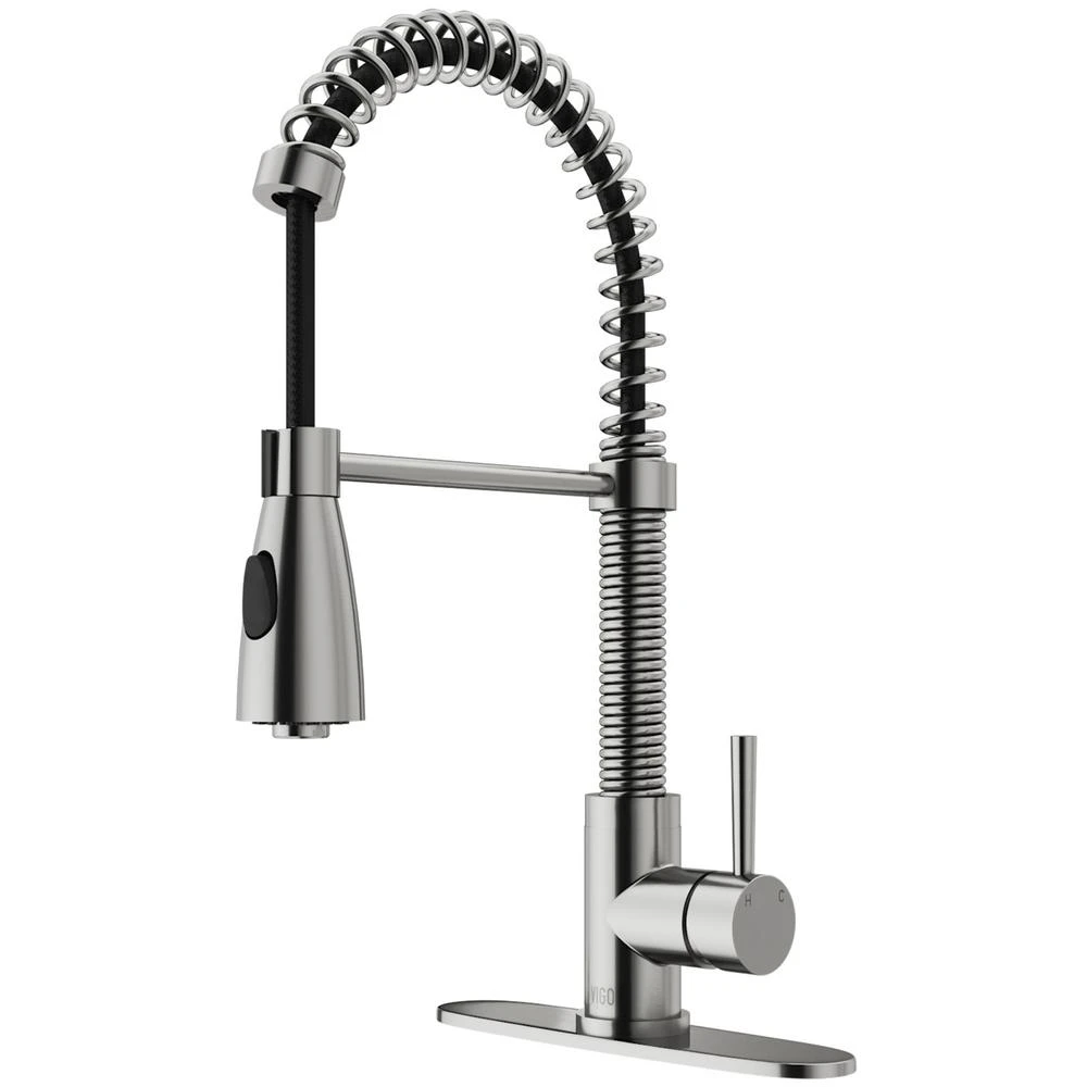 Brant Single-Handle Pull-Down Sprayer Kitchen Faucet With Deck Plate In Matte Gold 4 Brant Single-Handle Pull-Down Sprayer Kitchen Faucet With Deck Plate In Matte Gold - Image 2